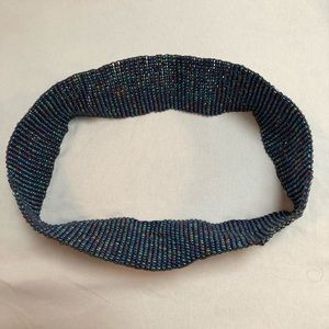 Blue iridescent beaded stretchy belt